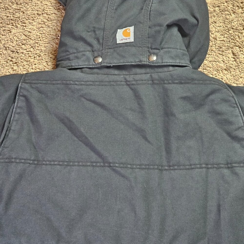 Carhartt Quick Duck Livingston Jacket Mens L Tall Black Thinsulate Hood Workwear - Picture 11 of 12